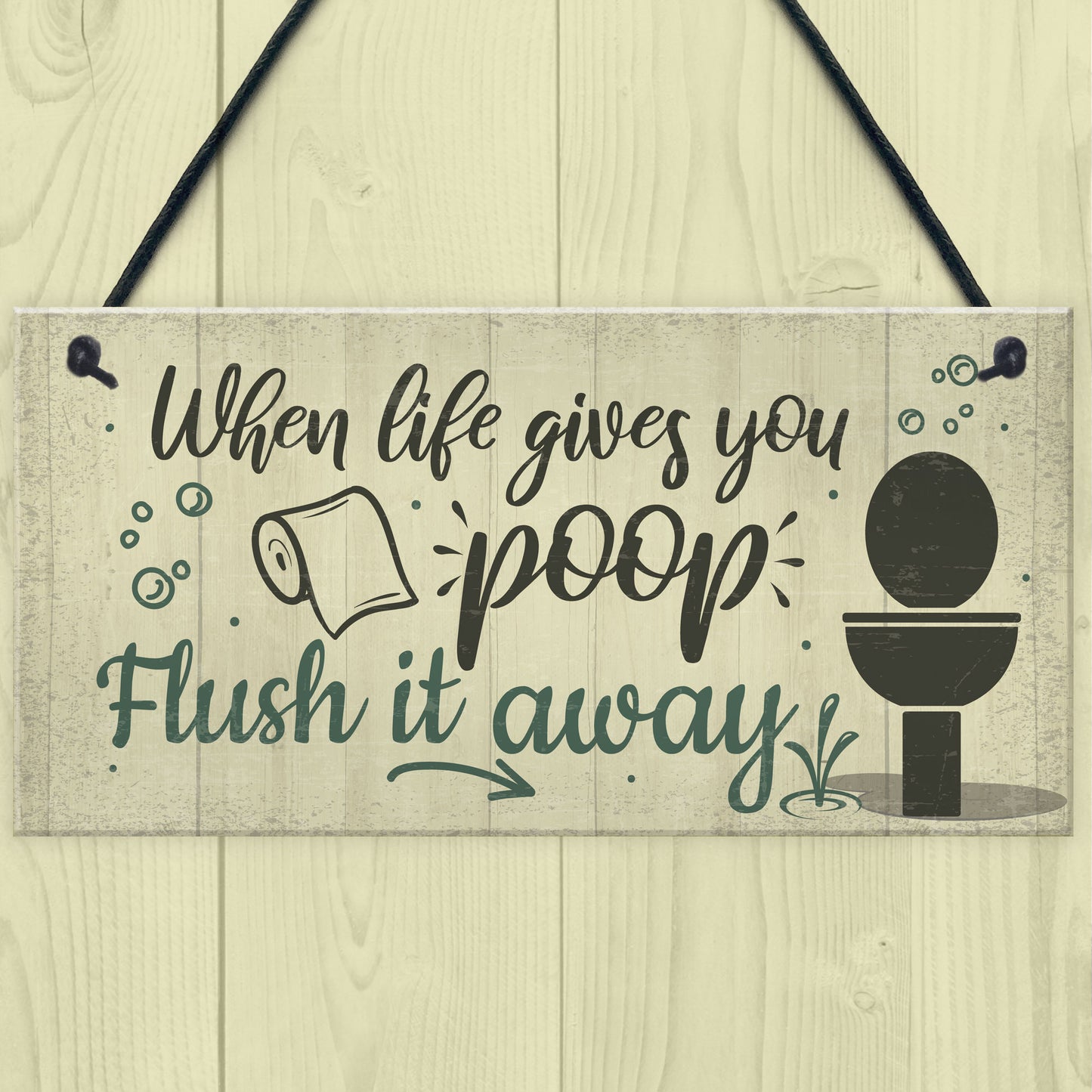 Bathroom Sign Shabby Chic Funny Poop Toilet Loo Door Sign Home