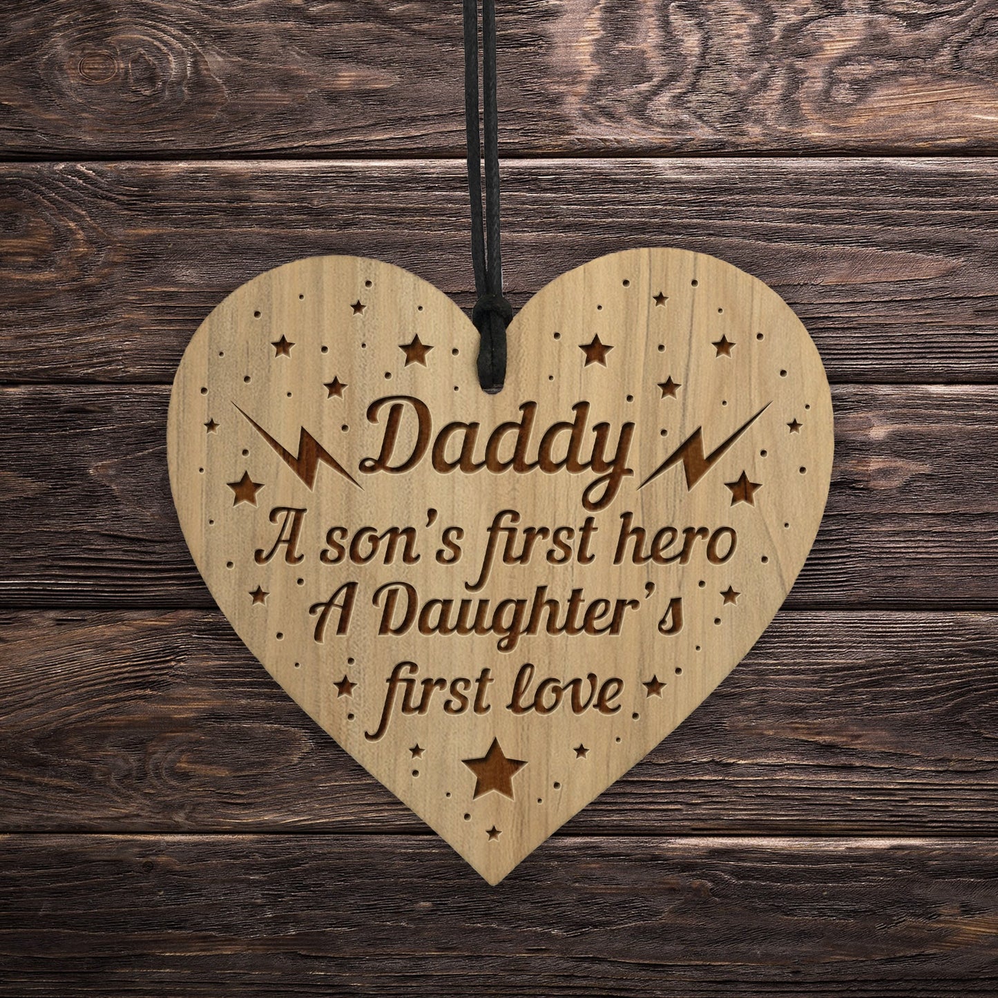 Daddy Gift From Son Engraved Heart Daddy Gift From Daughter