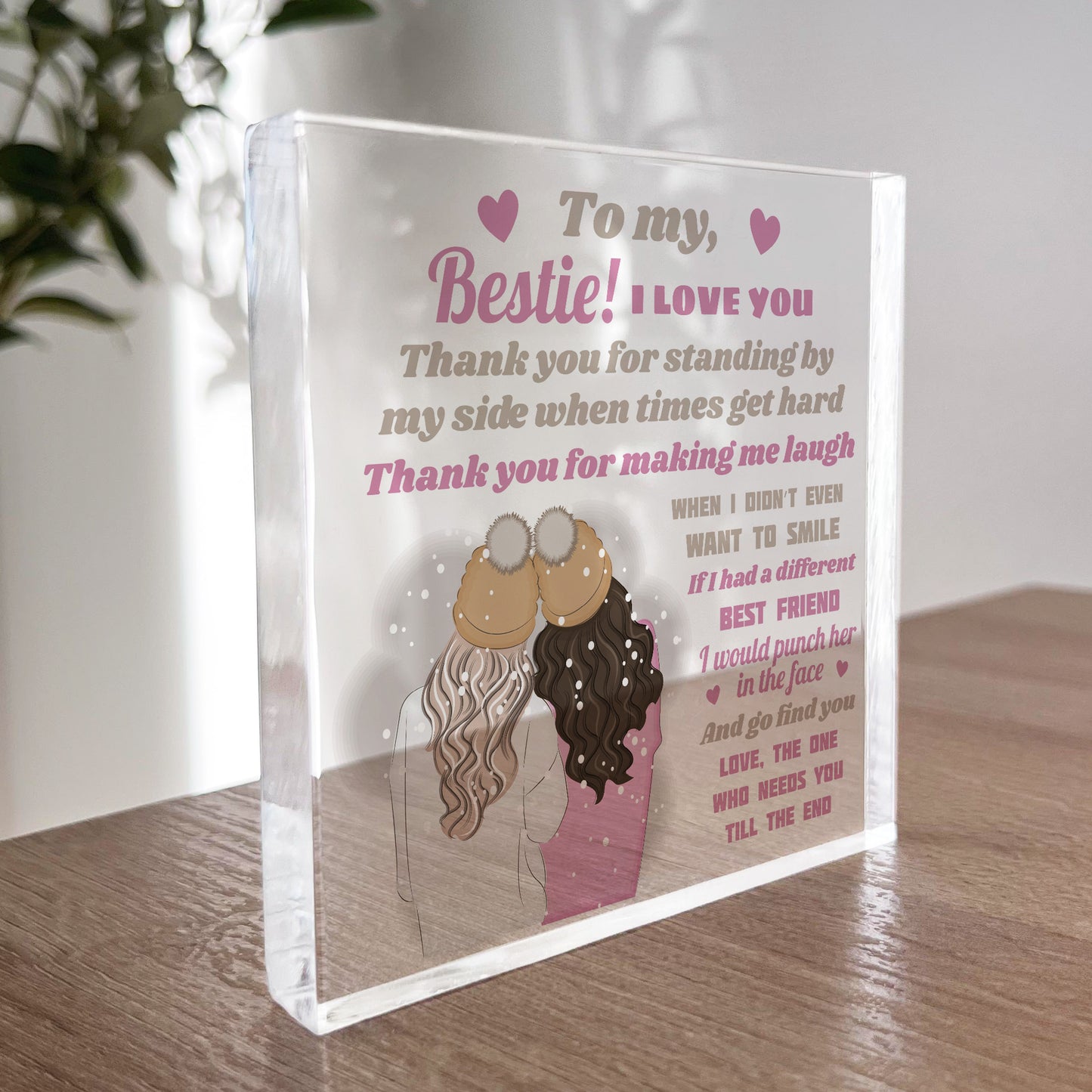 BESTIE GIFT Thank You Gift For Her Acrylic Block Friendship Sign