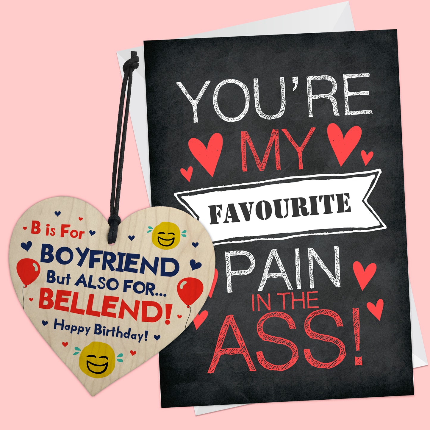 Funny Boyfriend Gift For Birthday Wood Heart And Card Joke Rude