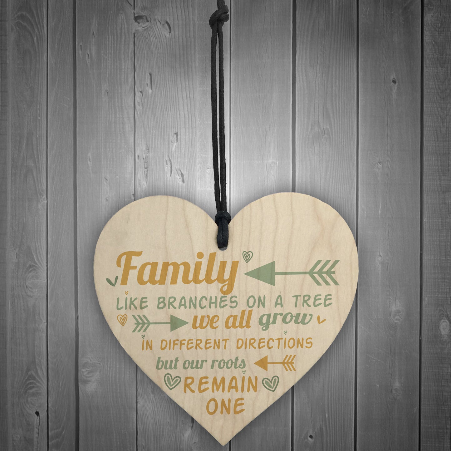 Family Remain One House Warming Wooden Hanging Heart Sign Gift