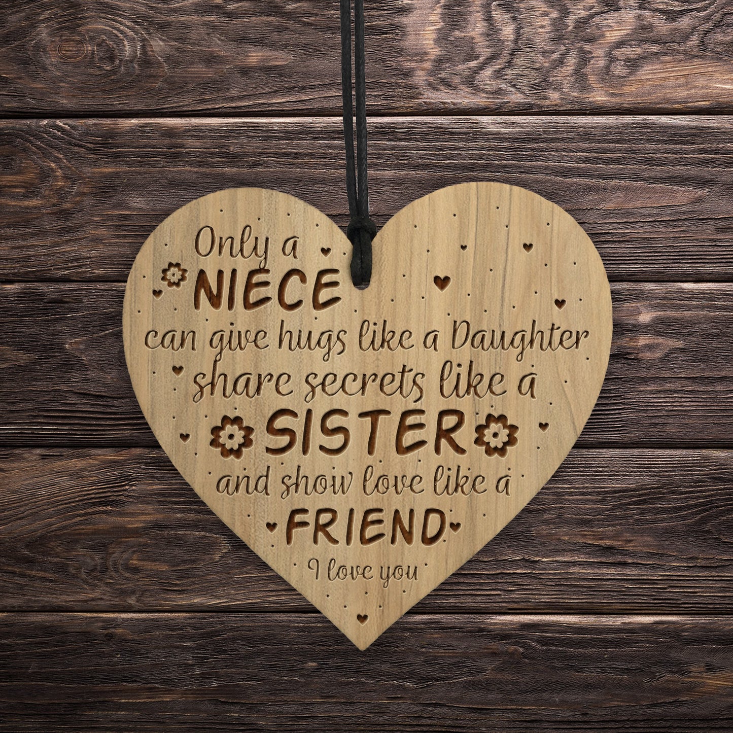 Niece Gifts From Auntie Uncle Engraved Wooden Heart Birthday