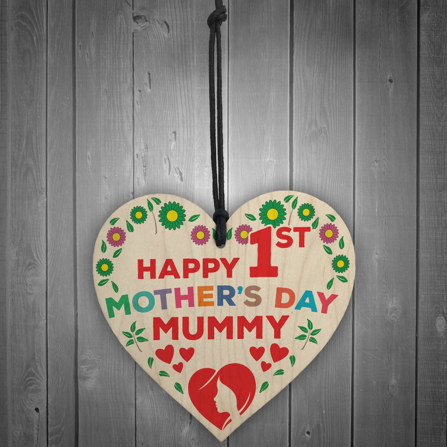 Happy 1st Mother's Day Mummy Wooden Hanging Heart