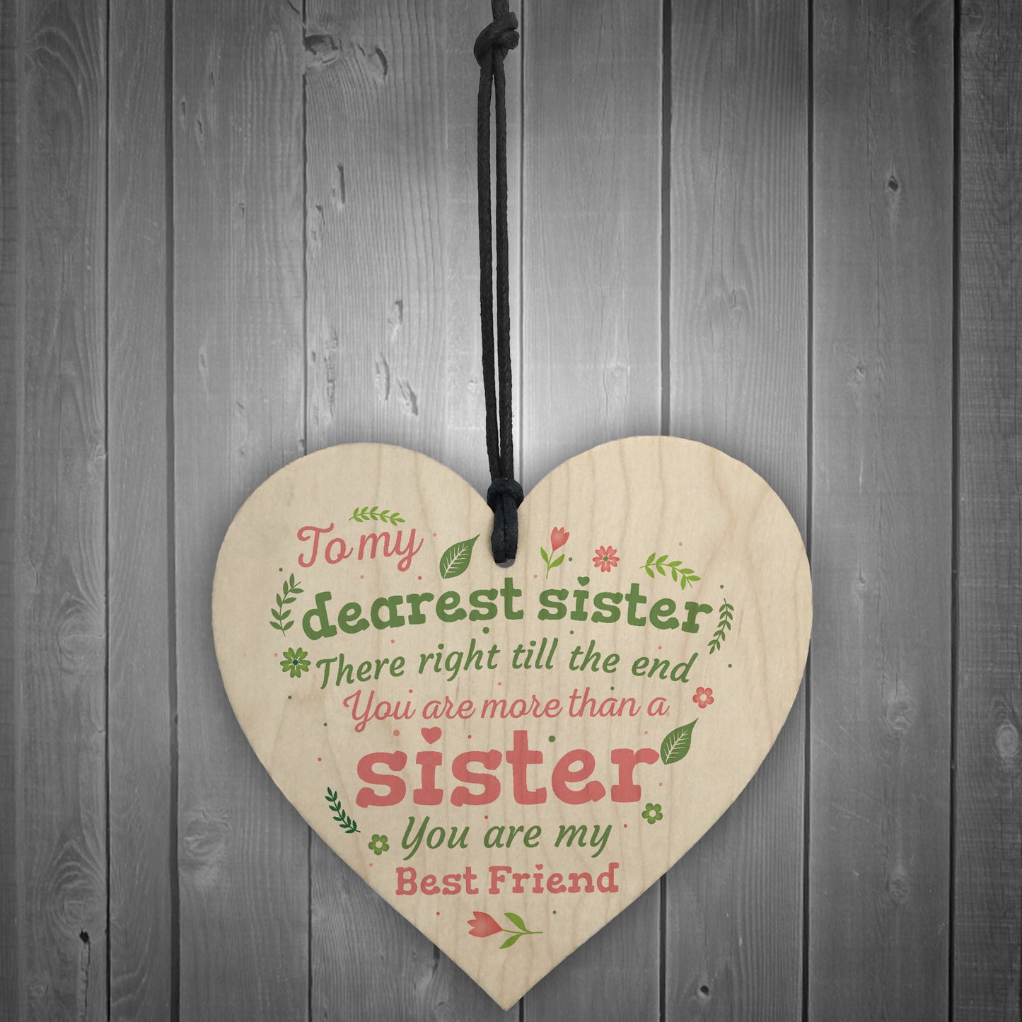 Sister Gift Wooden Heart Plaque Shabby Chic Birthday Gift Sign