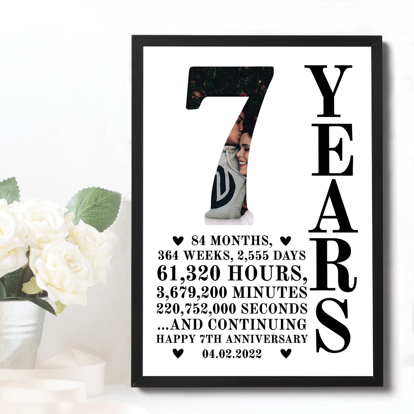 7th Anniversary Gift Framed Print Personalised Husband Wife