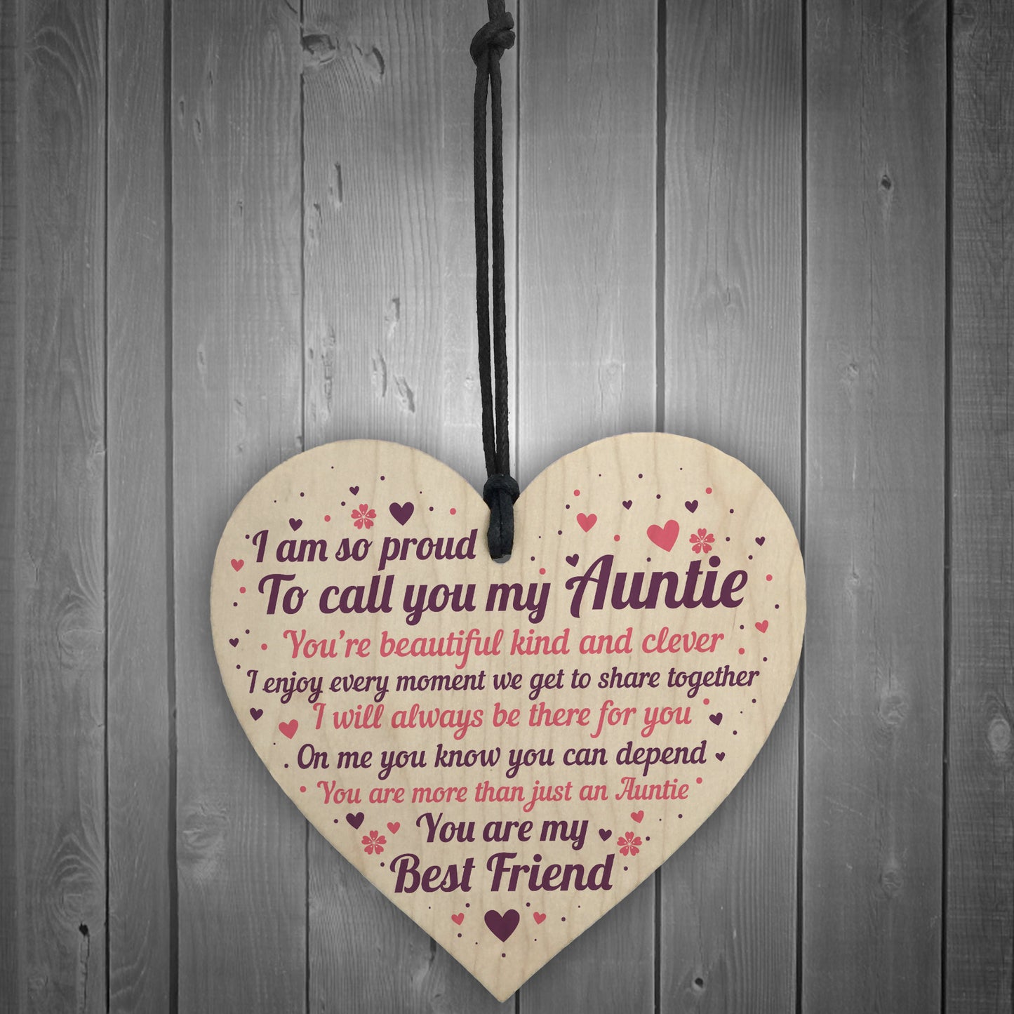 THANK YOU Auntie Christmas Gift Wood Heart Plaque Sister Gifts