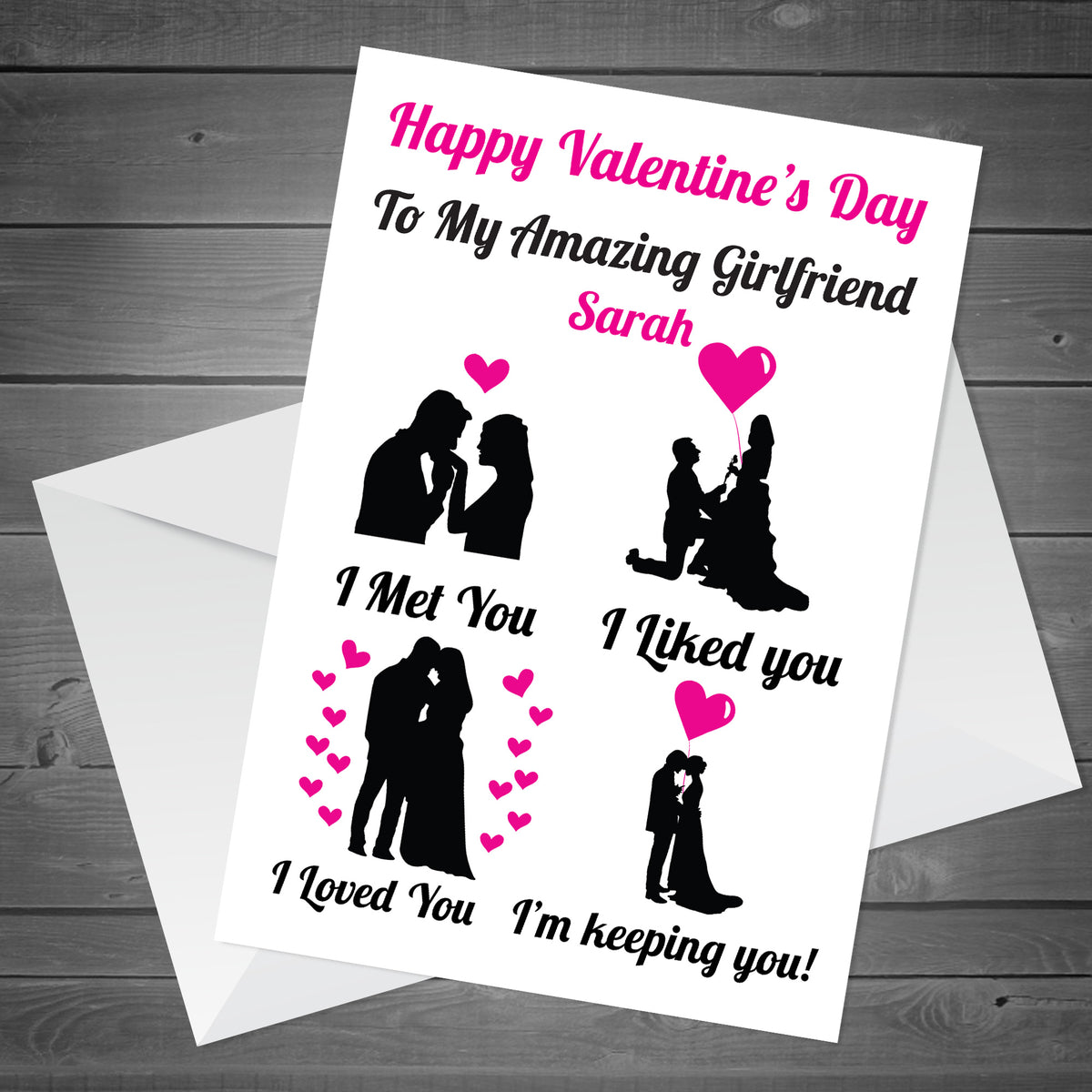 Personalised Valentines Day Card For Her Valentines Card