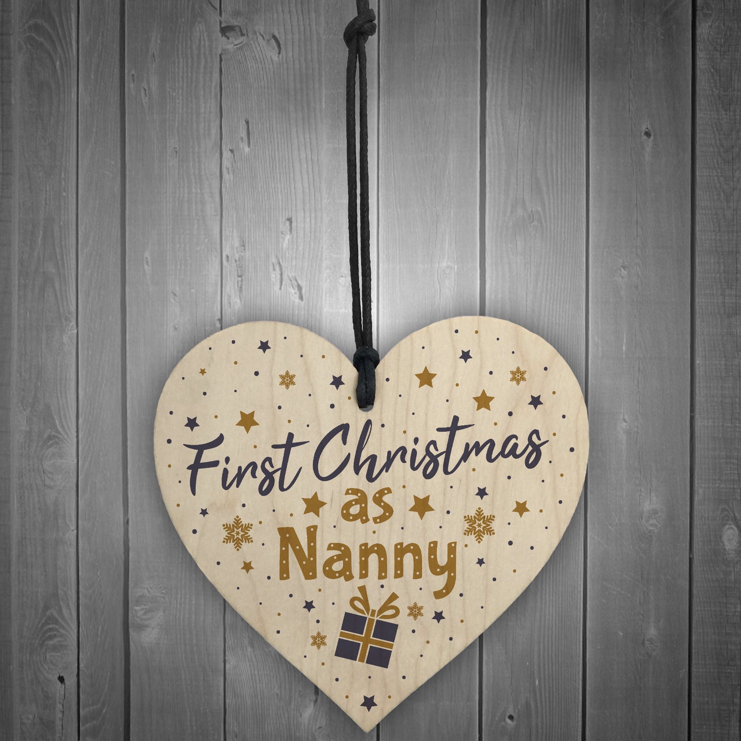 First 1st Christmas As Nanny Tree Decoration Bauble Wooden Heart