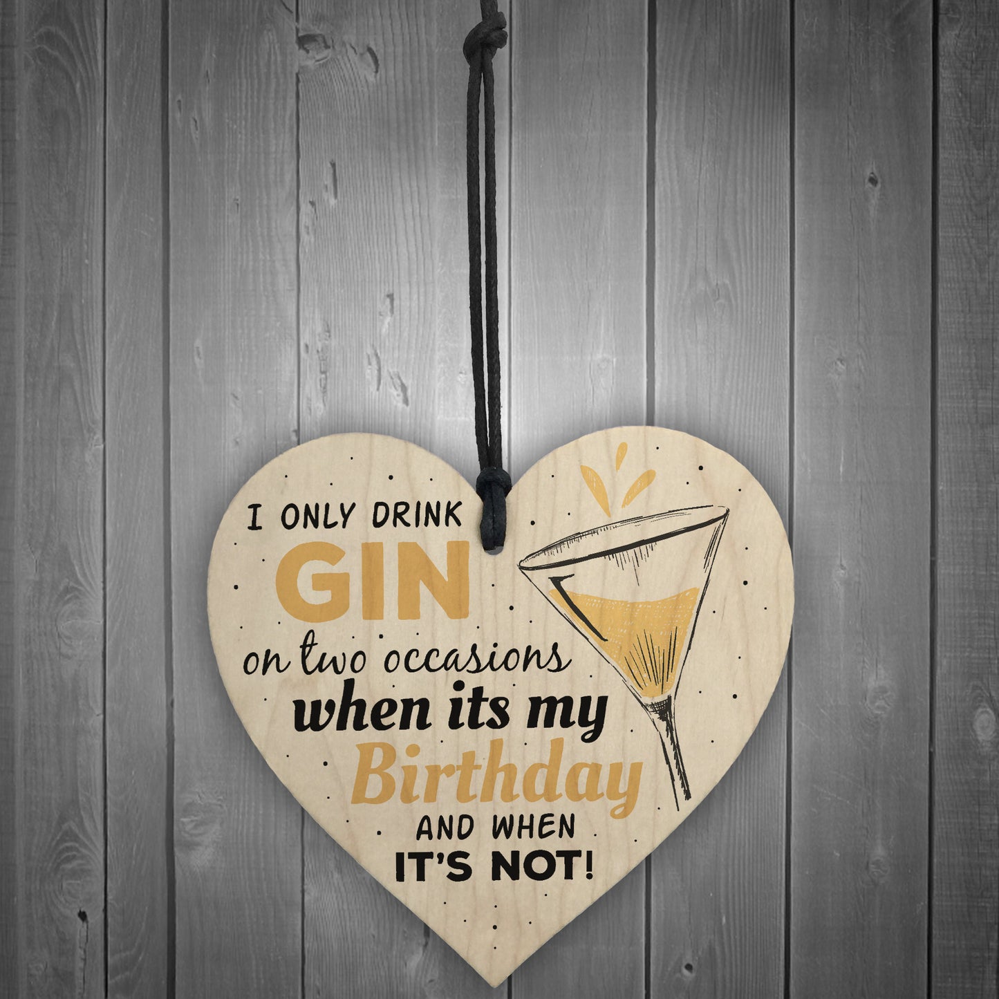 Handmade Wood Heart Sign Gift for Gin Lovers Novelty Birthday
