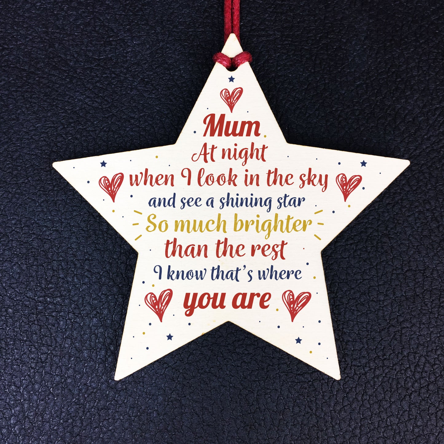 Wooden Star Christmas Tree Bauble Rememberance Plaque Family