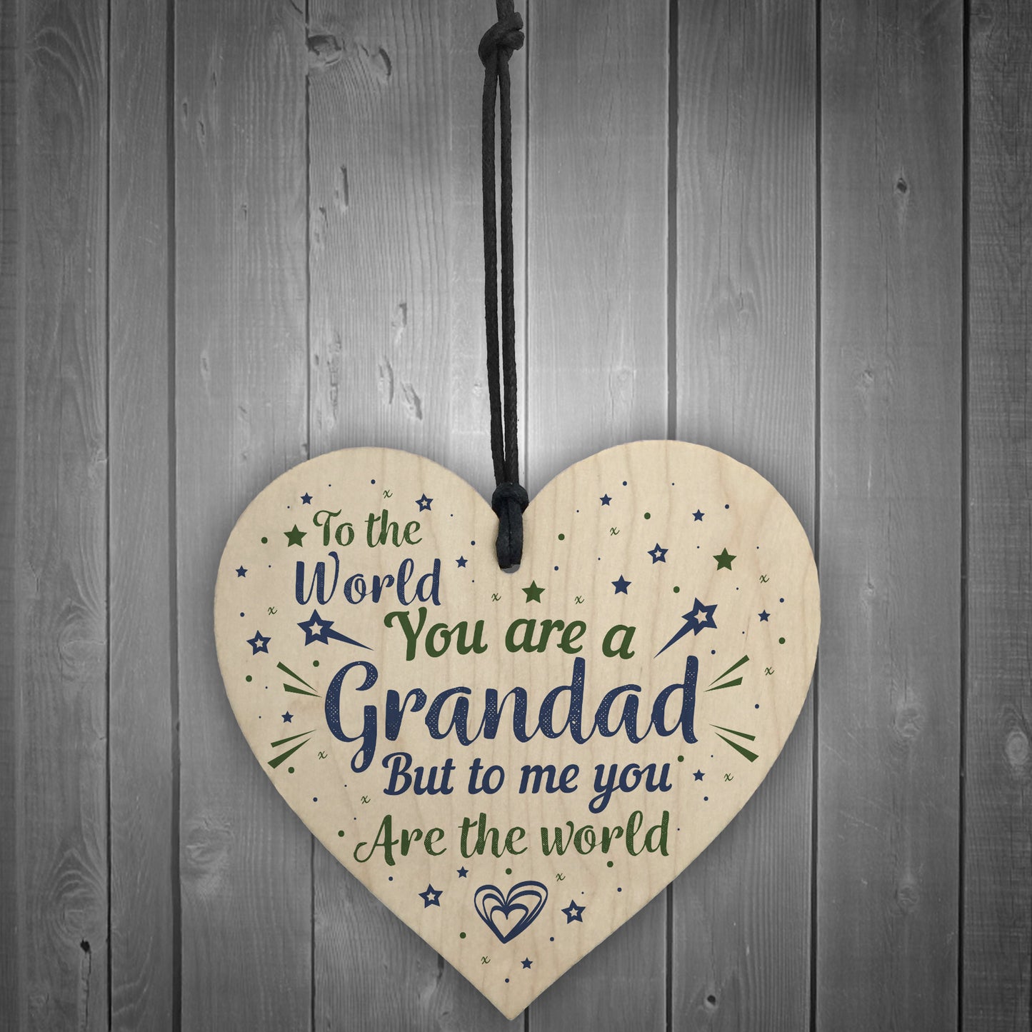 Grandad Ornament Keepsake Wooden Heart Birthday Christmas Card