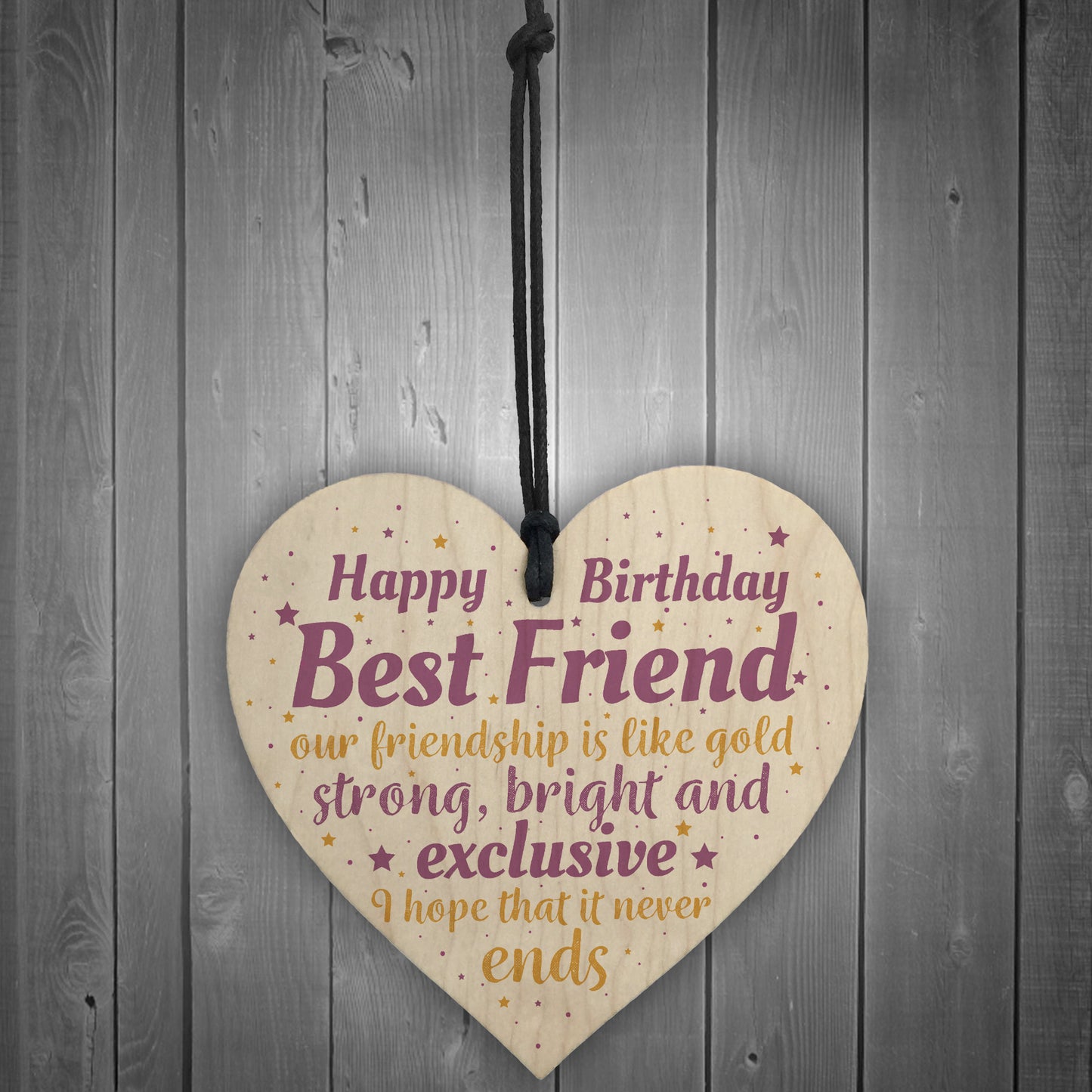 Birthday Best Friend Gift Wood Heart Sign Plaque Thank You Gift