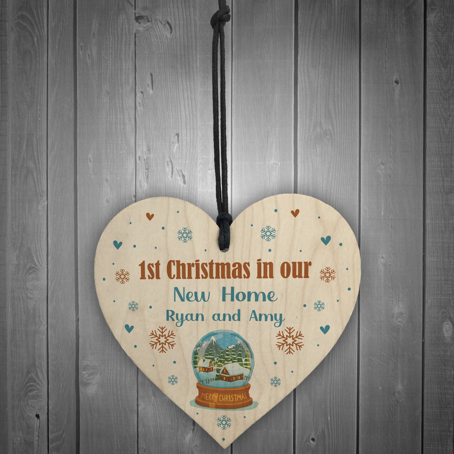 New Home Gift To Hang On Christmas Tree Wood Heart Bauble