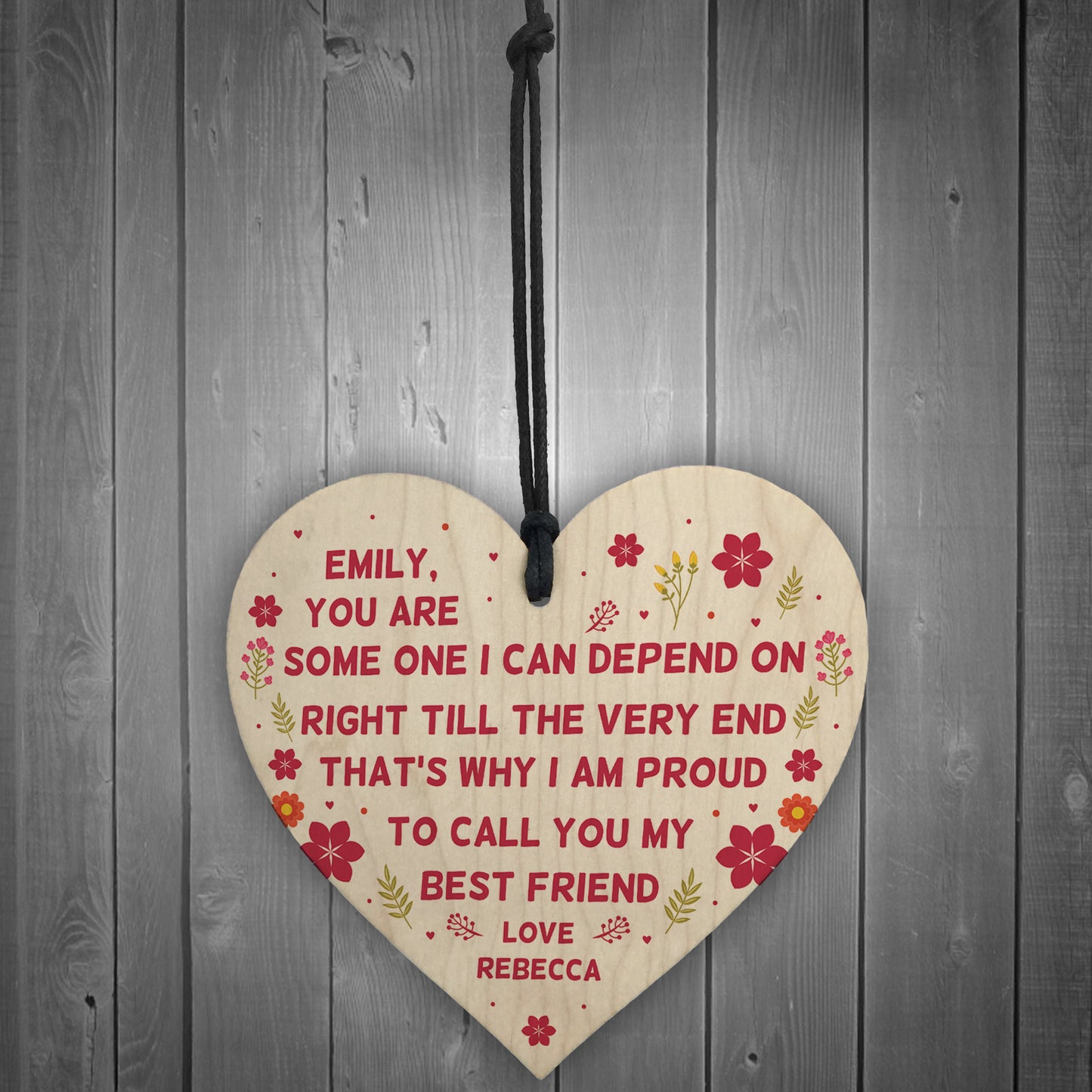 Best Friend Personalised Gift Wooden Heart Keepsake For Friend