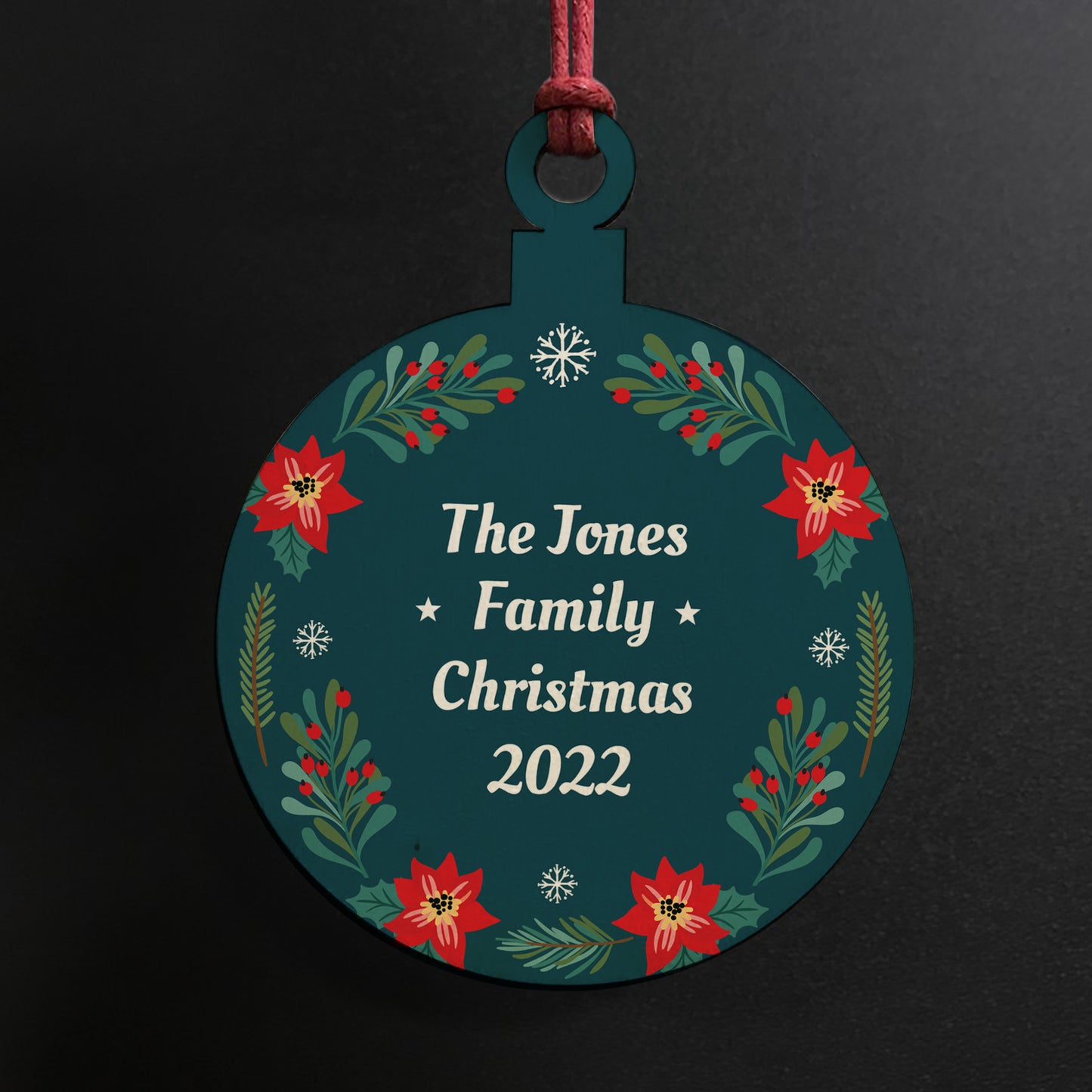 Christmas Bauble Personalised Family Tree Decoration Wood Bauble