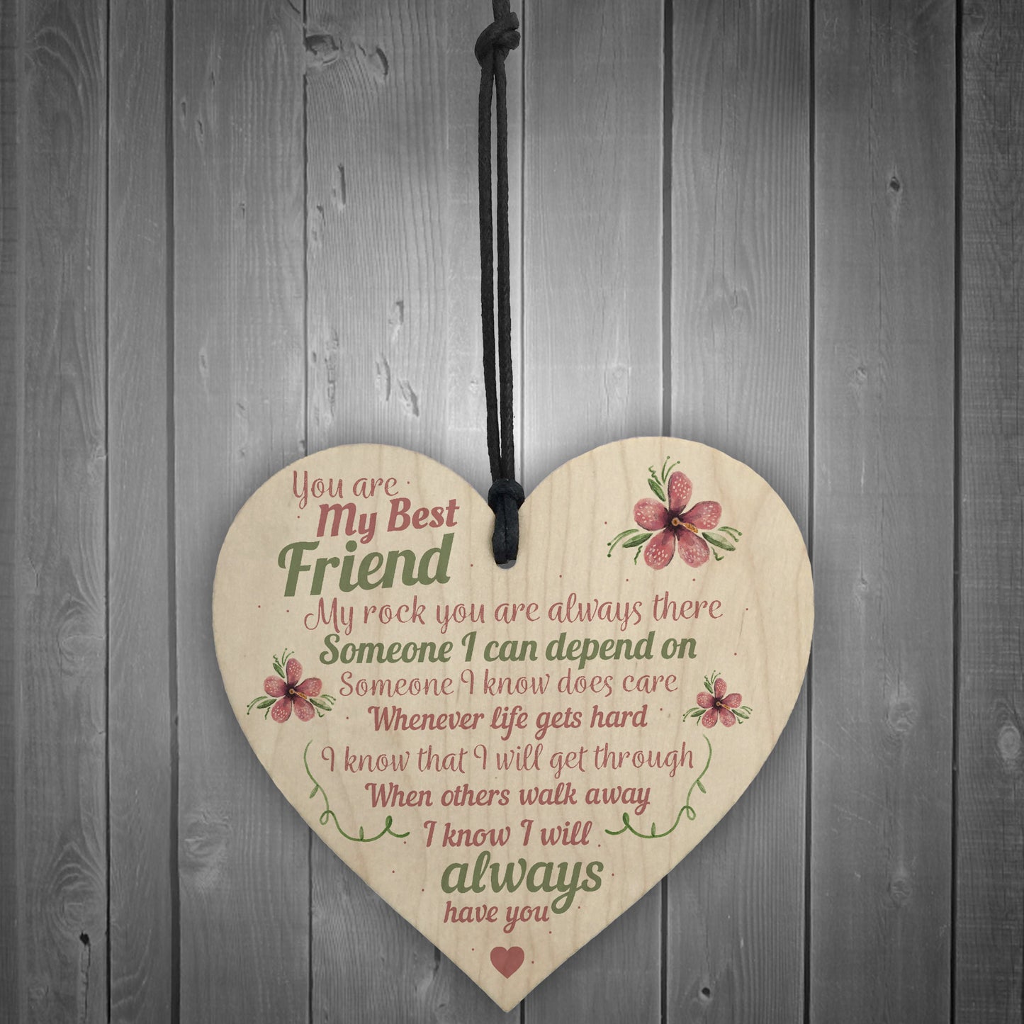 Best Friend Friends Plaque Wooden Heart Birthday Thank You Mum