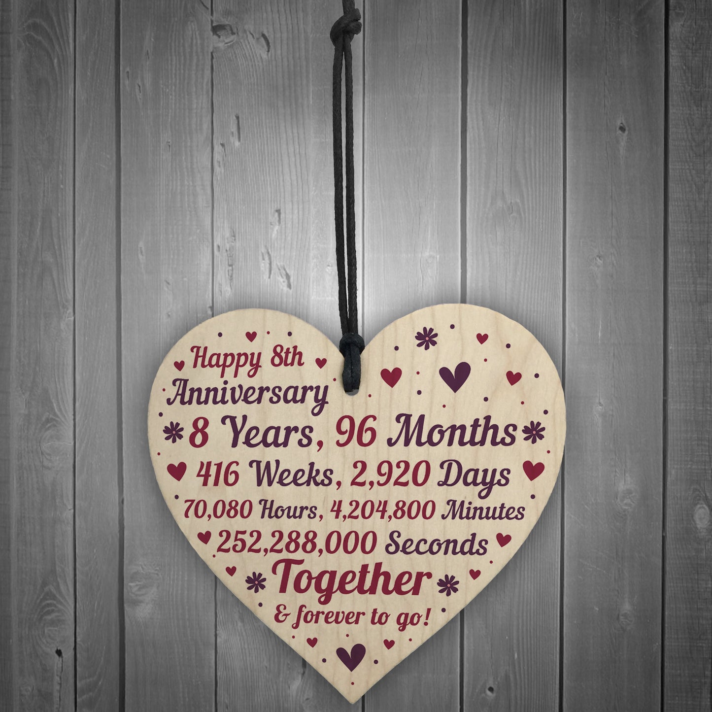Anniversary Wooden Heart To Celebrate 8th Wedding Anniversary