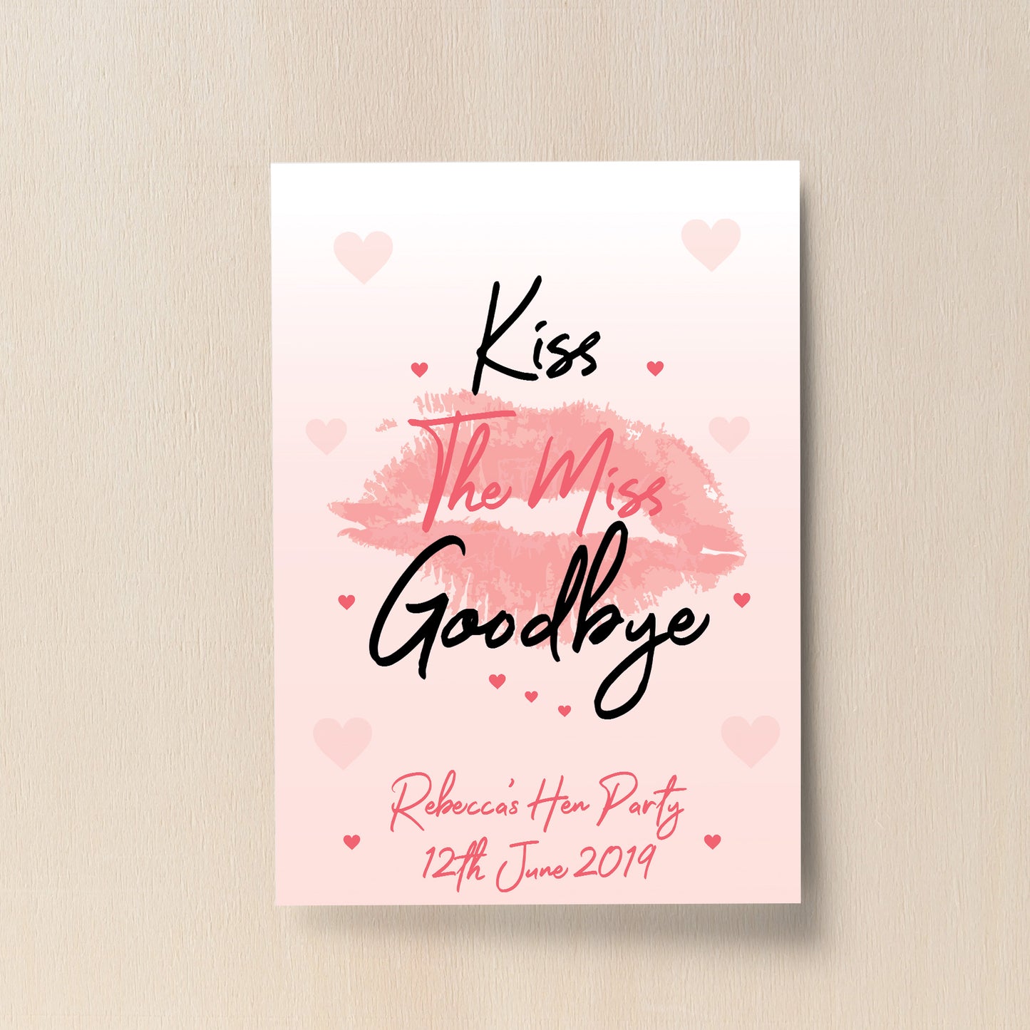 Personalised Kiss The Miss Goodbye Print Hen Party Accessories