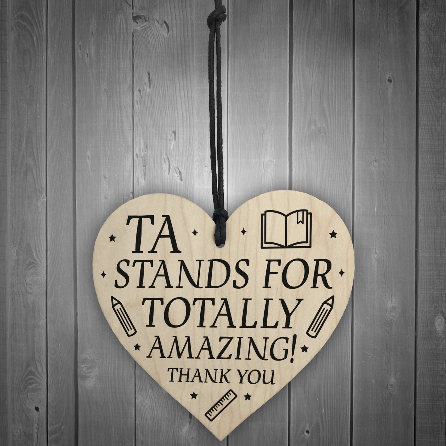 Teaching Assistant TA Gifts Wooden Heart End Of Term Leaving