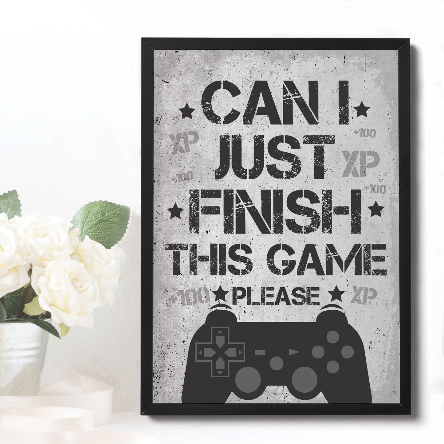 FRAMED Gaming Sign For Boys Bedroom Decor Man Cave Sign