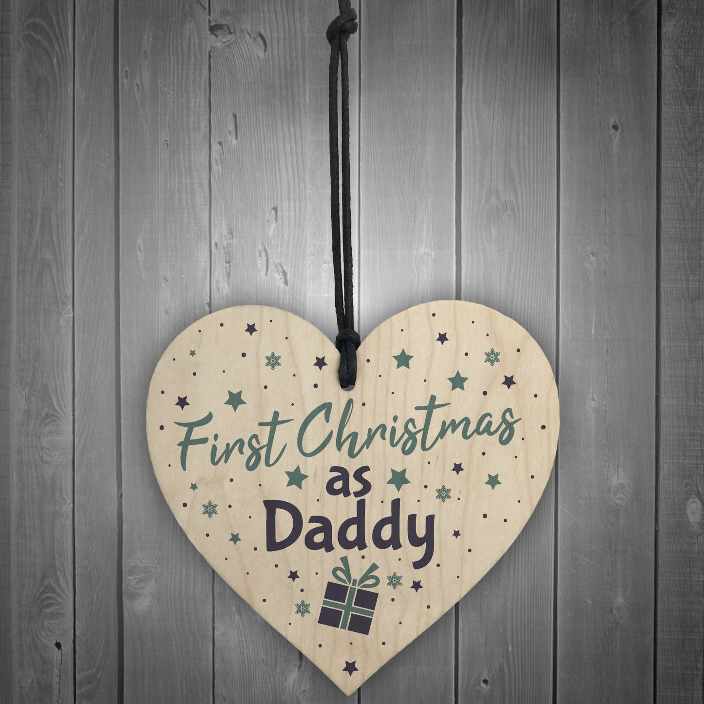 First 1st Christmas As Daddy Tree Decoration Bauble Wooden Heart