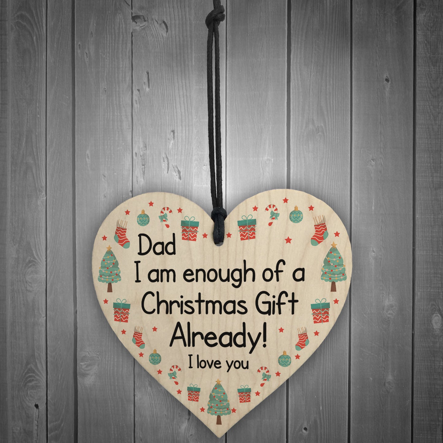 Funny Dad Christmas Gift From Daughter Son Novelty Wood Heart