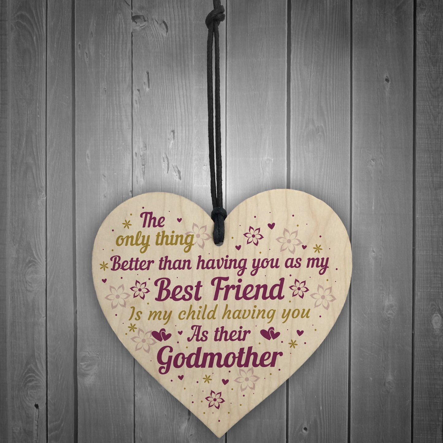 Best Friend Godmother Gifts Wooden Heart Plaque Thank You Friend