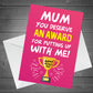 Mother's Day Card Award Funny Greeting Card for Mum