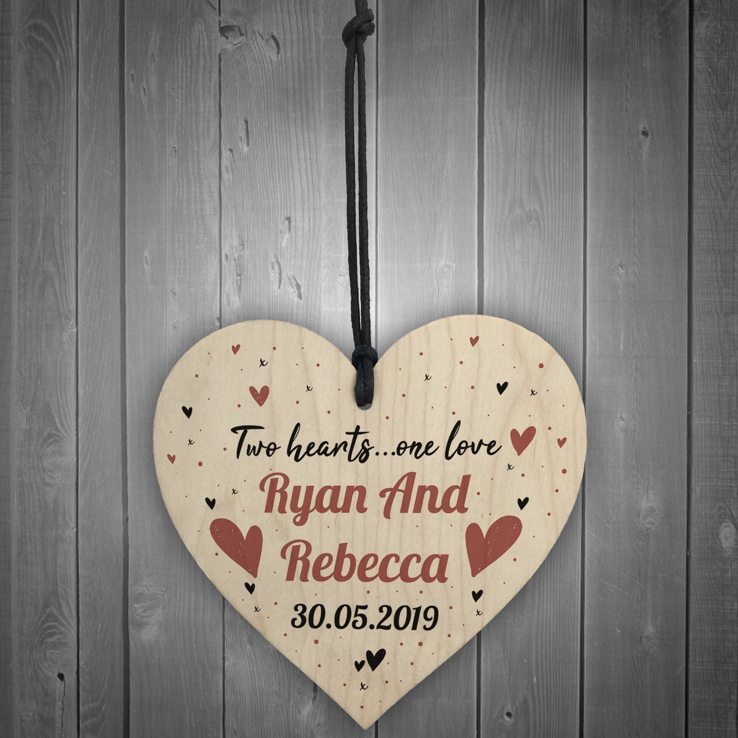 Engagement Gift Personalised Wood Heart Plaque Anniversary Gift