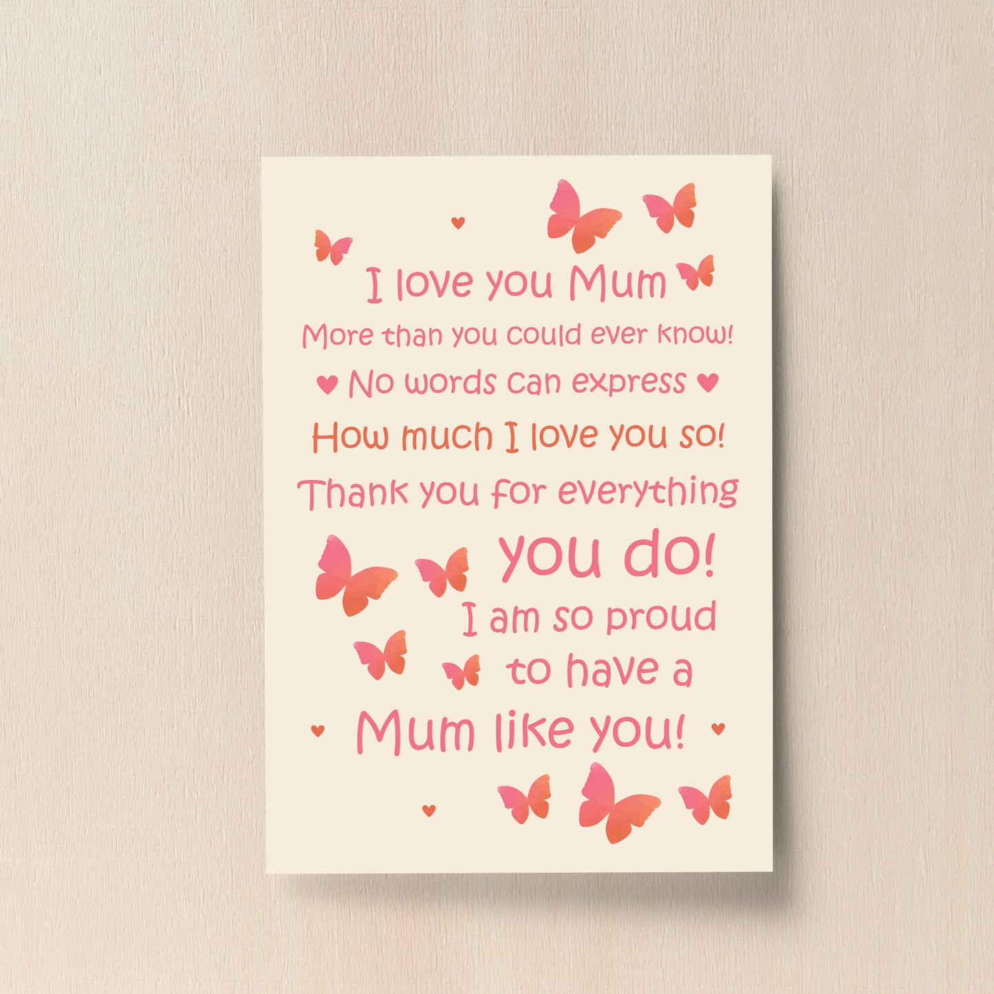 Mum Gift Home Plaque Daughter Son Gift Print THANK YOU Birthday