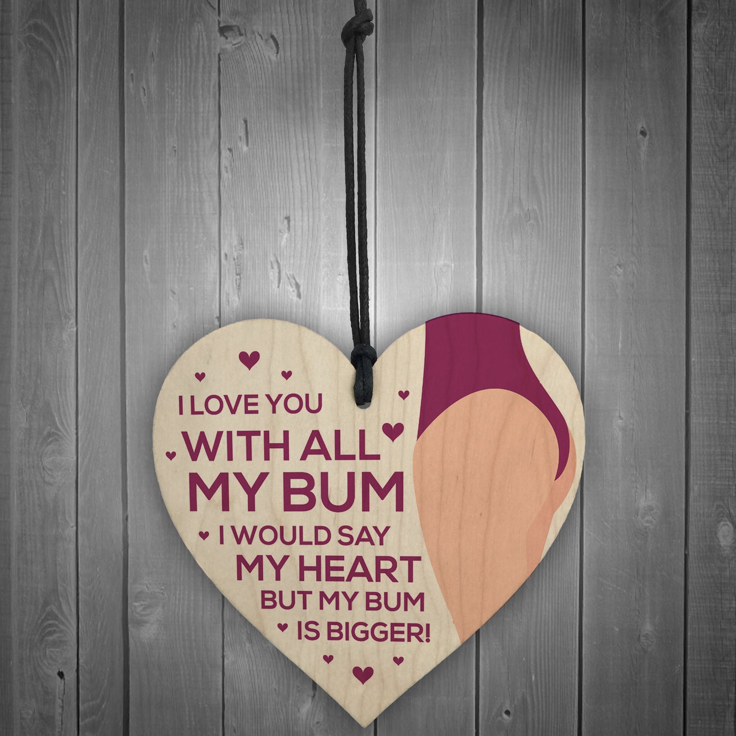 Love You Plaque Wood Heart Anniversary Christmas Gift