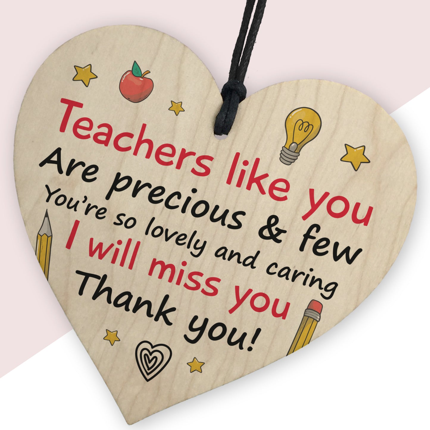 Thank You Gift For Teacher Heart Wood Plaque Leaving School End