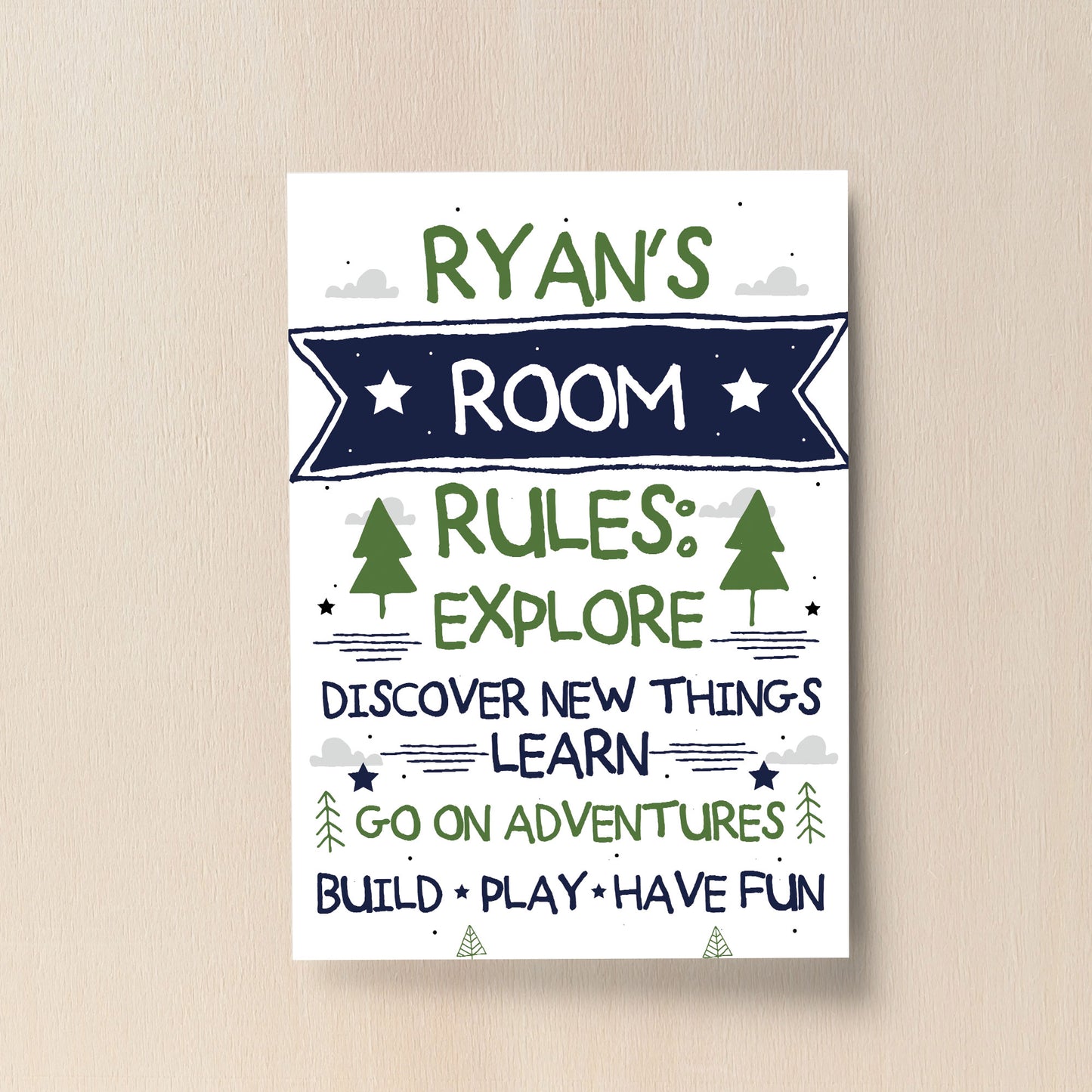 Personalised Boys Bedroom Sign Boys Bedroom Decor Wall Art Gift