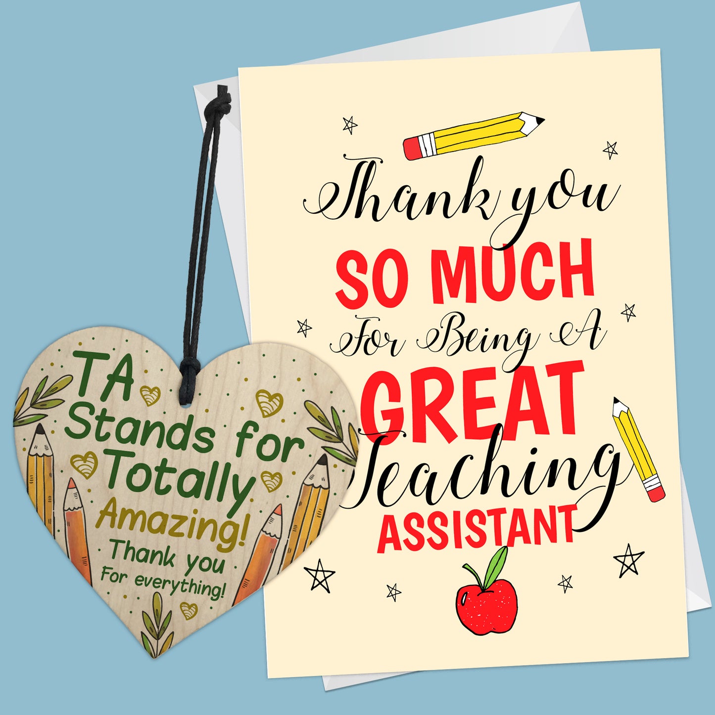 THANK YOU Card For Teaching Assistant TA Wooden Heart