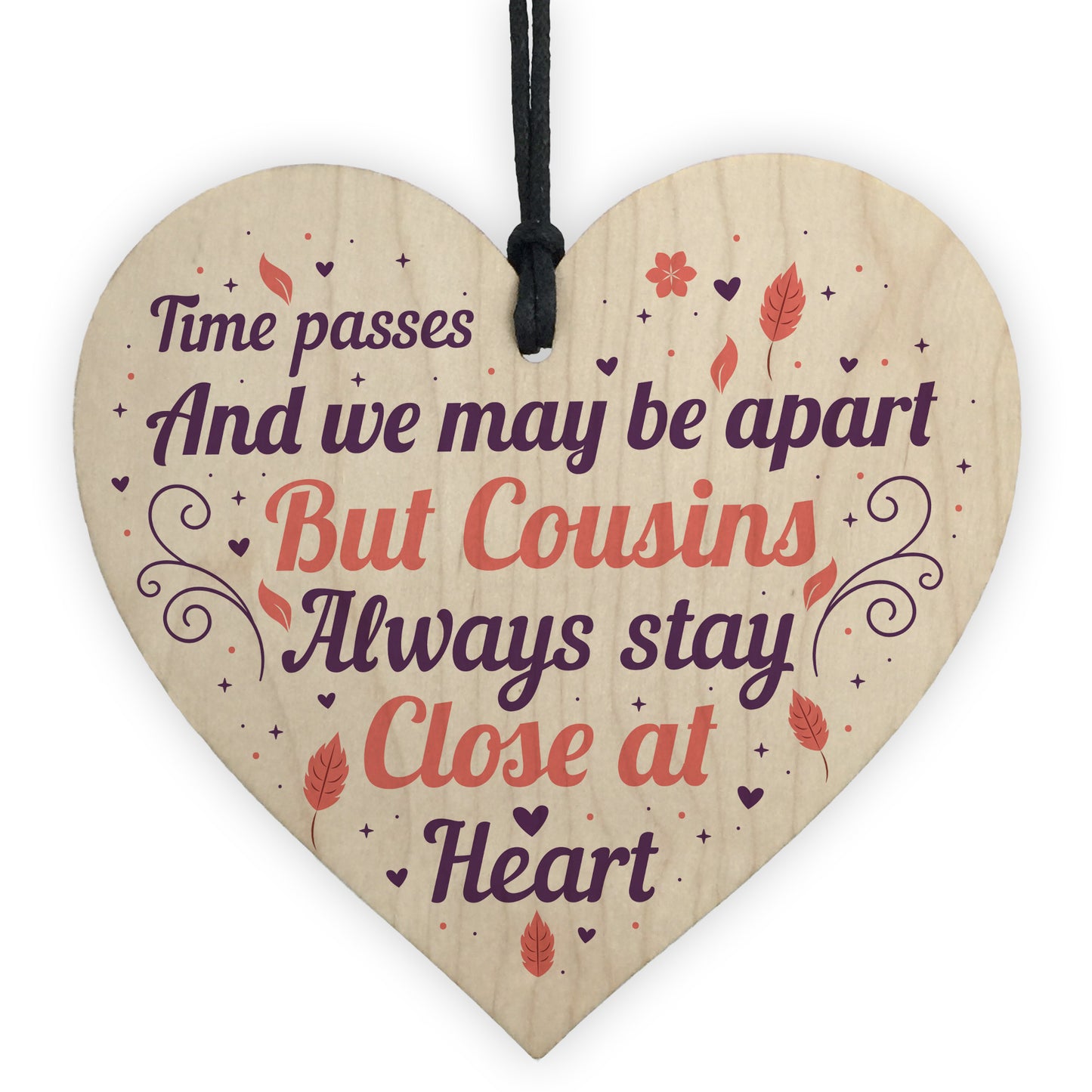 Christmas Gift For Cousin Pack of 4 Wooden Hanging Hearts Cousin