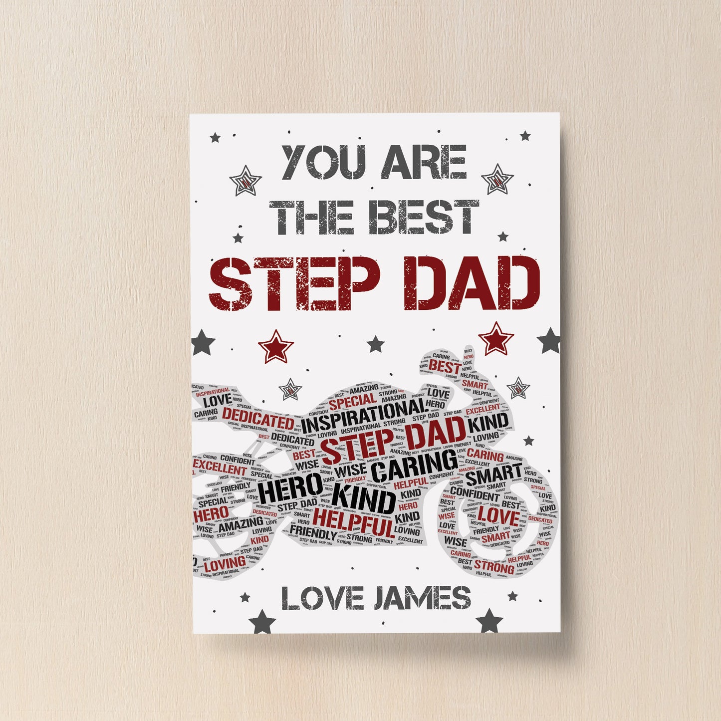 Personalised Fathers Day Gift Biker Gift Bike Print Step Dad