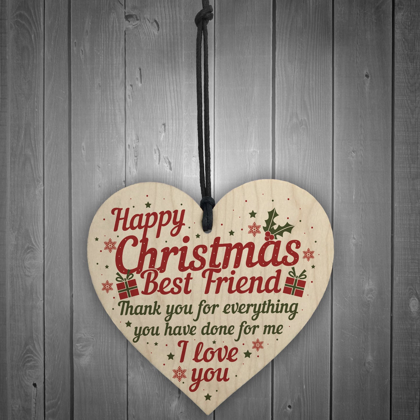 Best Friend Christmas Card Gifts Friendship Friend Wooden Heart