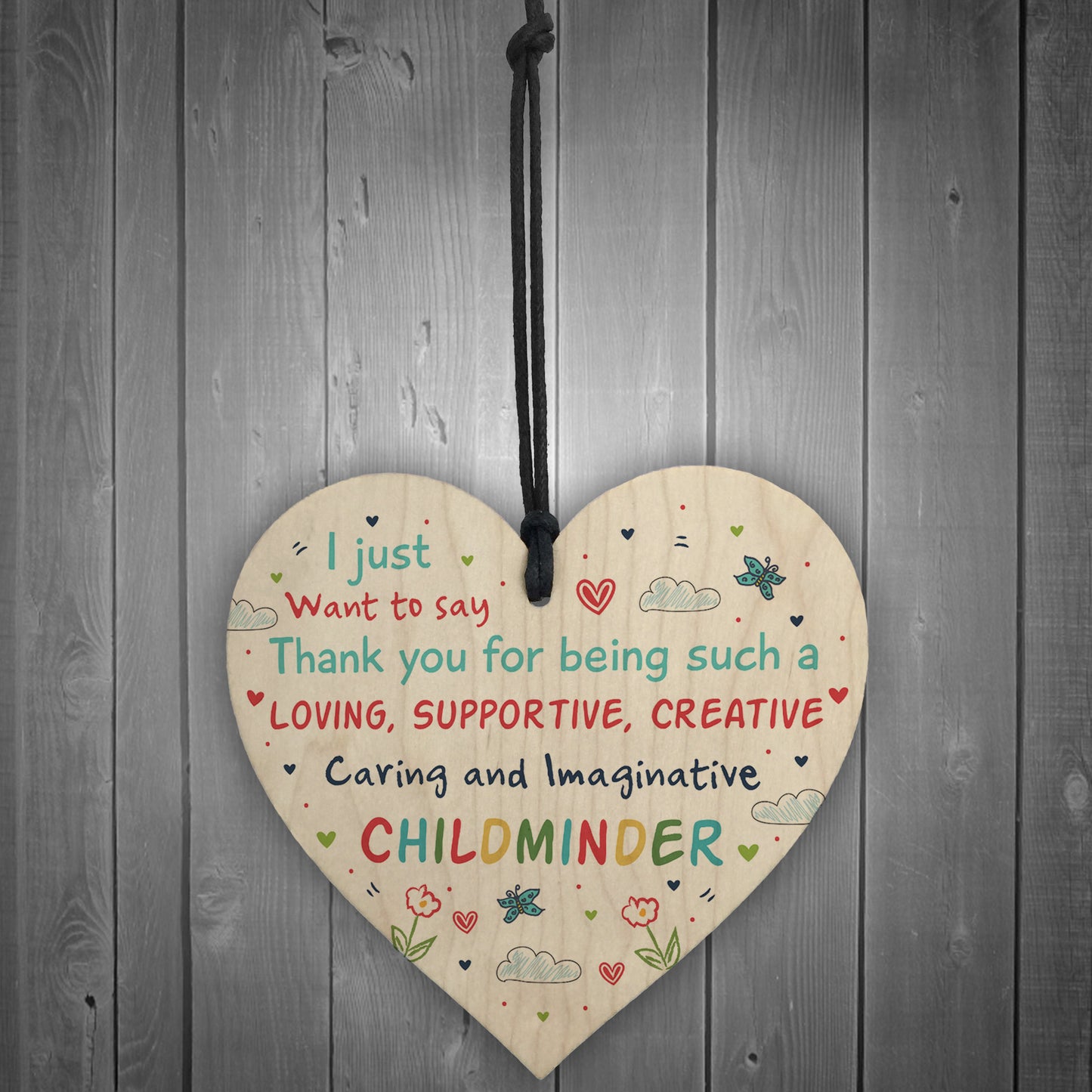 Thank You Gift For Childminder Babysitter Wooden Heart Leaving