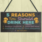 DRINK HERE Bar Sign Garden Plaque Landlord Gift Man Cave Sign