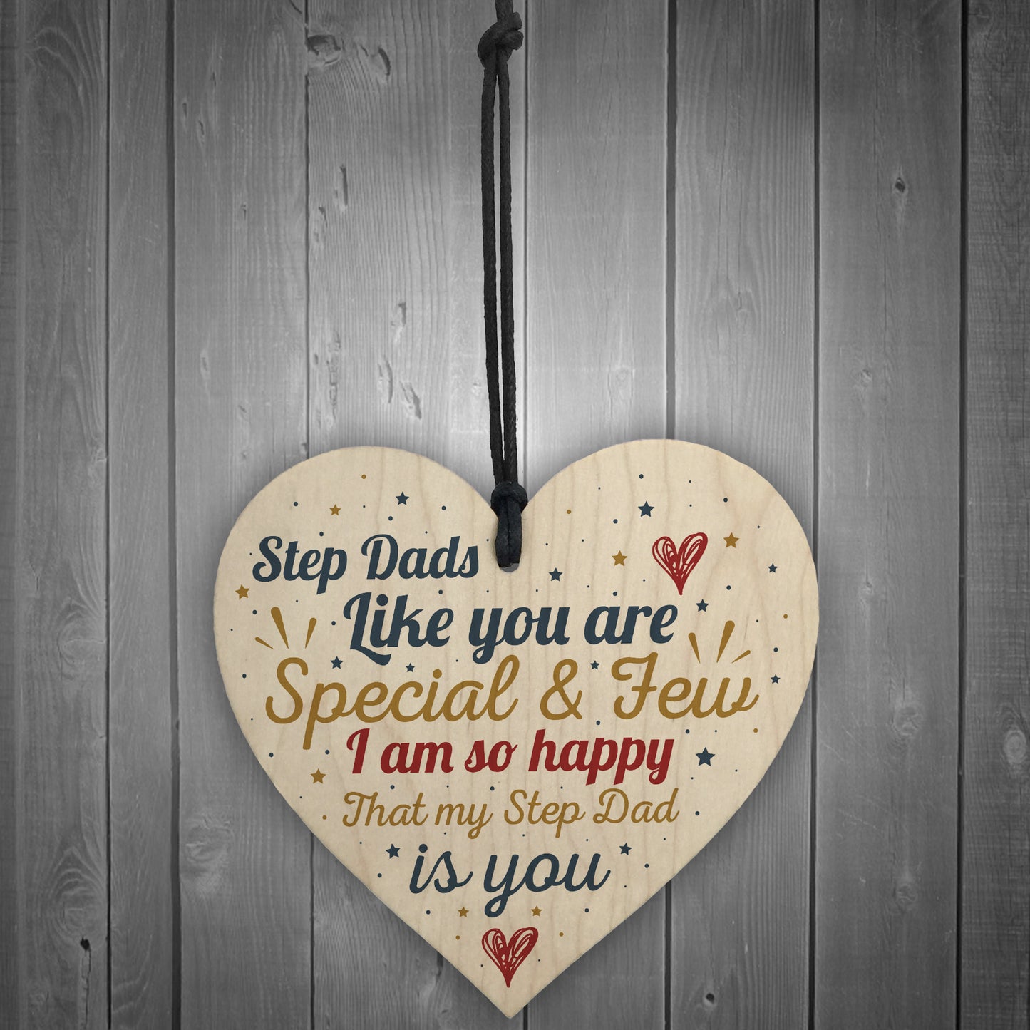 Step Dad Father Gift Christmas Birthday Gift Wood Heart Plaque