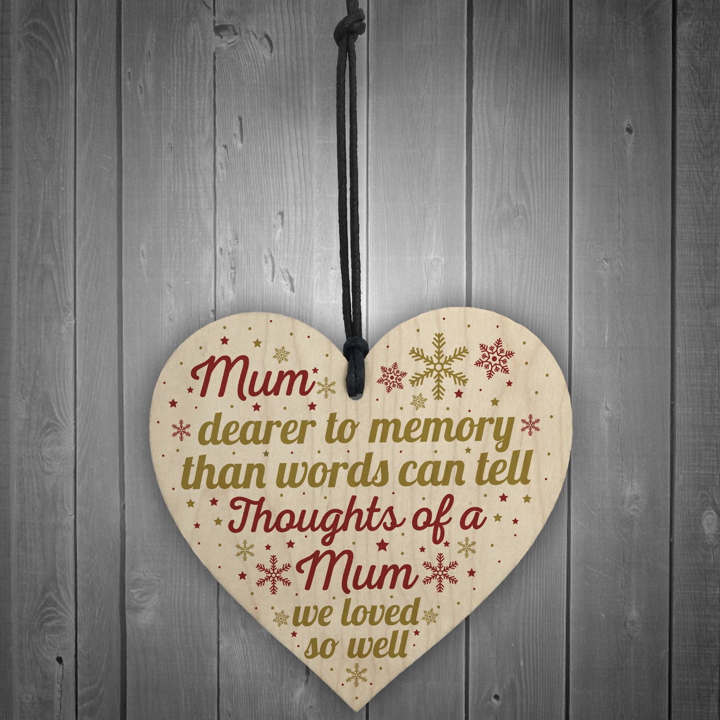 Mum Memorial Christmas Tree Bauble Grave Wooden Hanging Heart