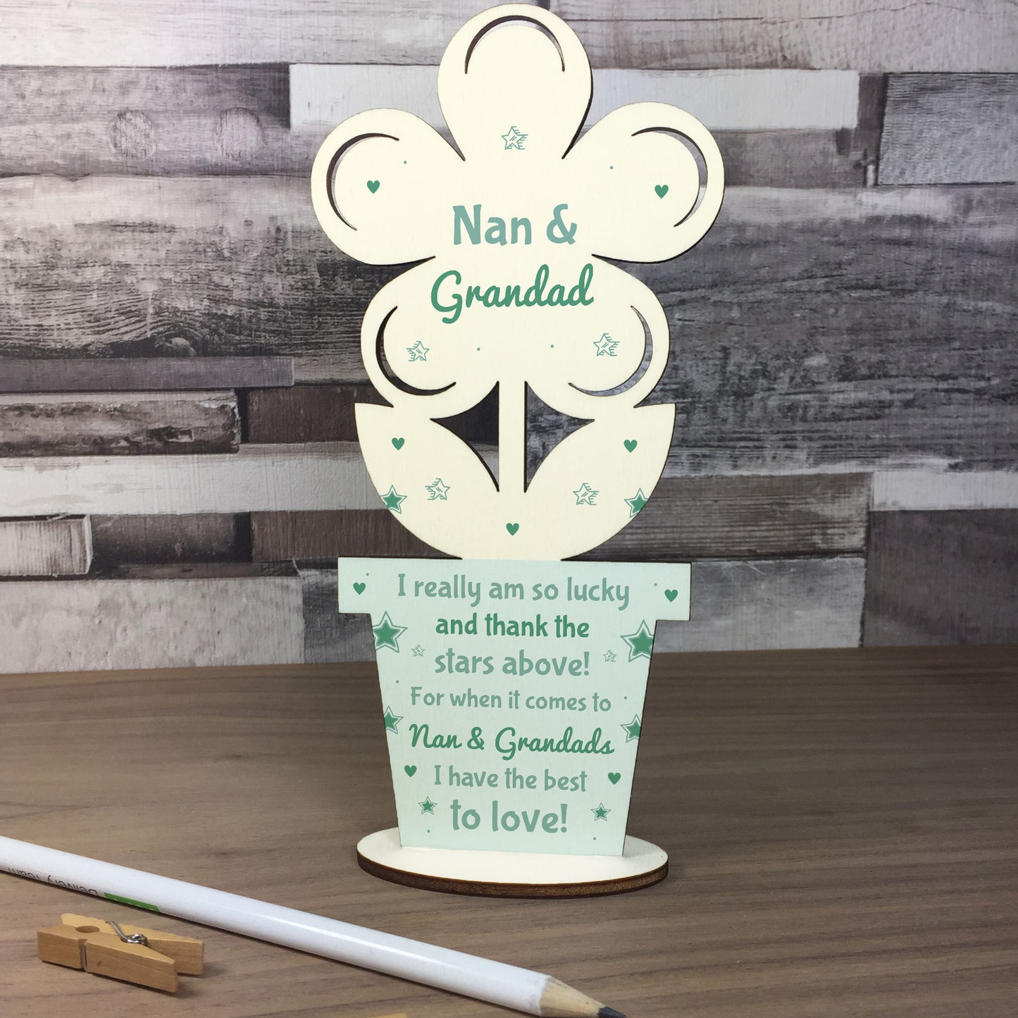 Special Gift For Nan And Grandad Birthday Christmas Wood Flower
