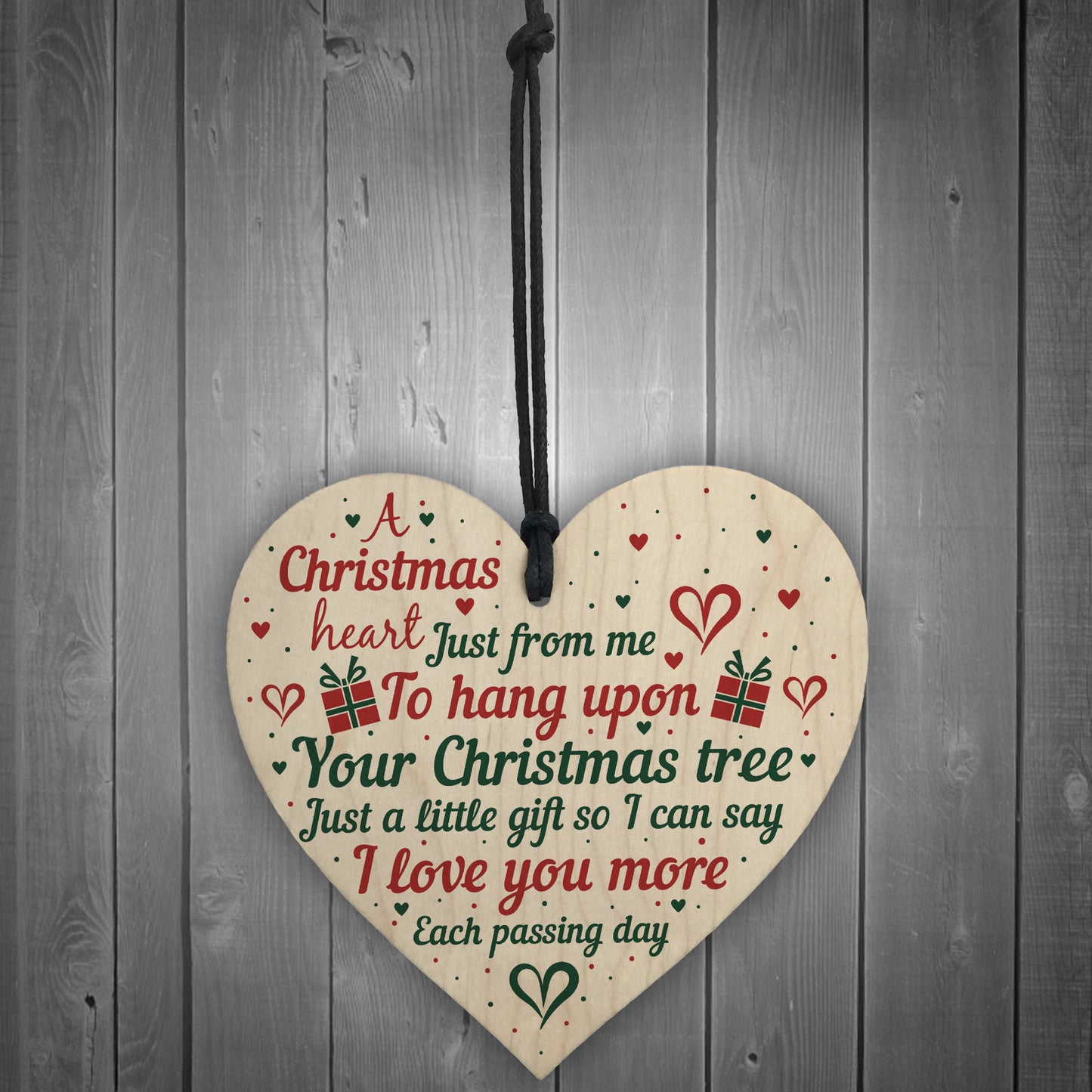 Gift For Mum Dad Nan Wife Christmas Tree Bauble Wood Heart Xmas