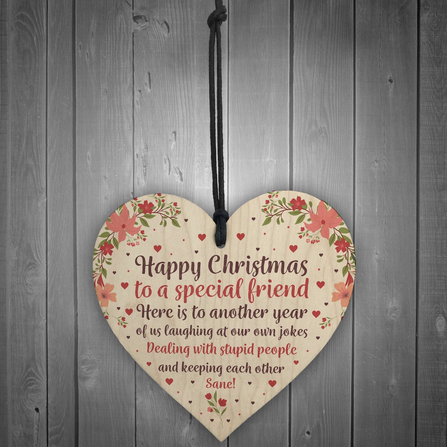 Christmas Gift Wood Heart Sign Novelty Friendship Gift Friend