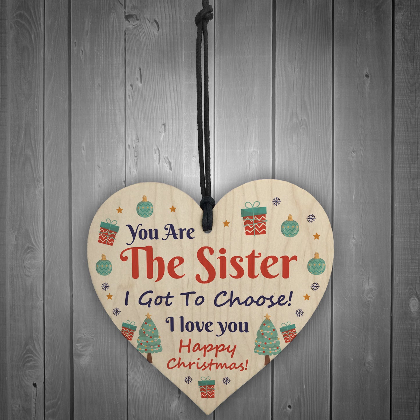 Best Friend Christmas Gifts Wooden Heart Tree Decoration Friend