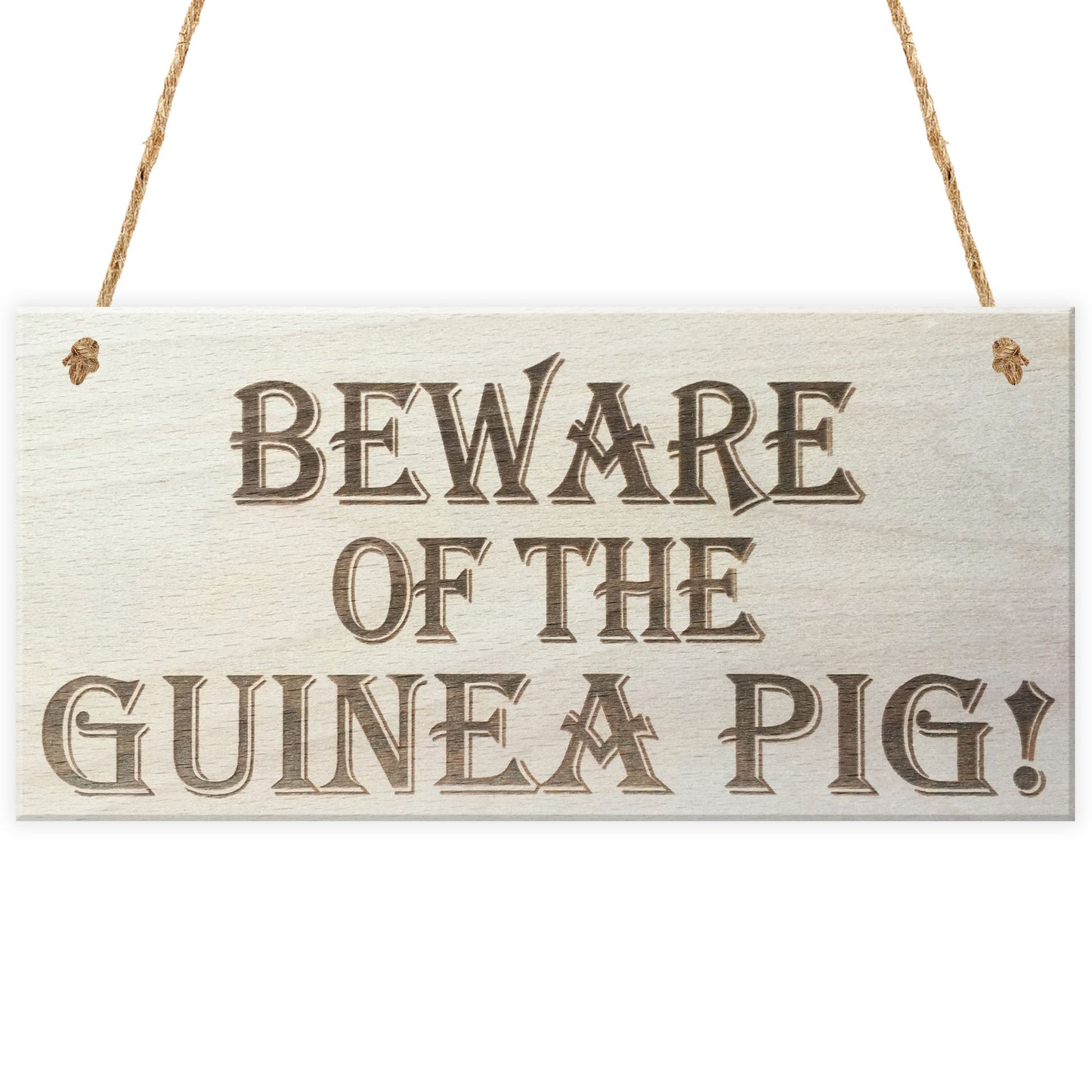 Beware Of The Guinea Pig Wooden Hanging Novelty Plaque Gift