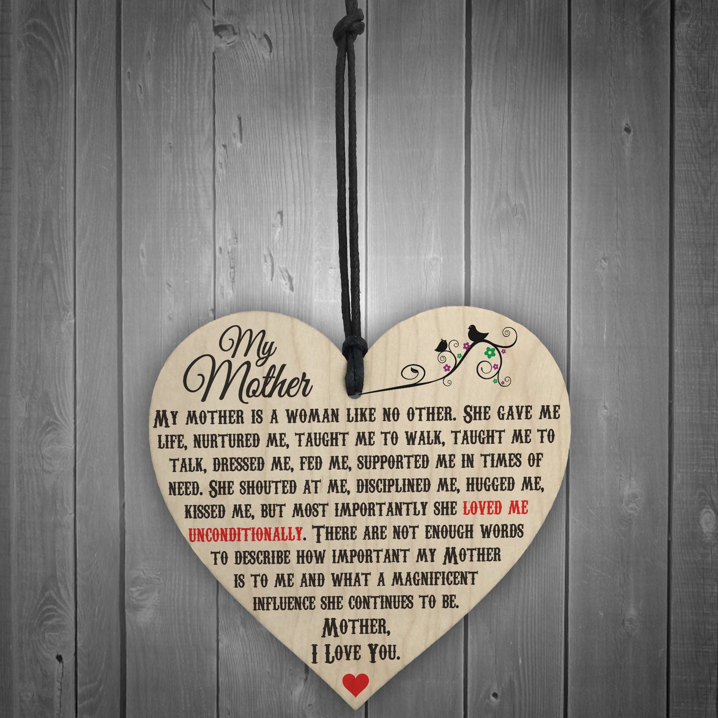 My Mother A Woman Like No Other Wooden Hanging Heart Plaque