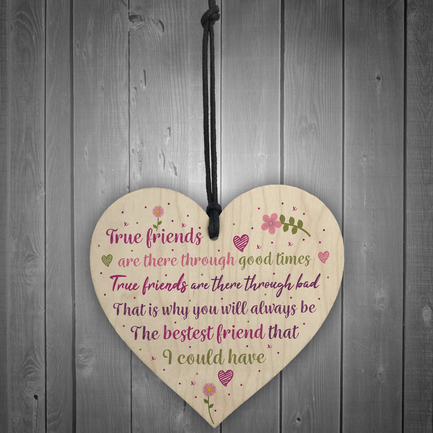 Best Friend Friendship Sign Wood Heart Plaque Birthday Gift