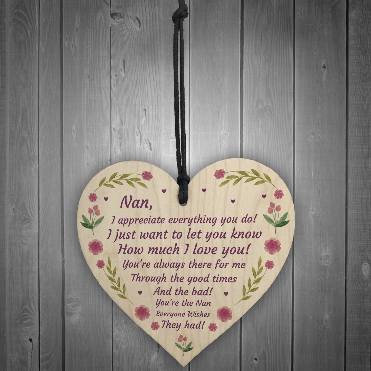 Mothers Day Gift Lockdown Gift for Nan Wooden Heart Thank You