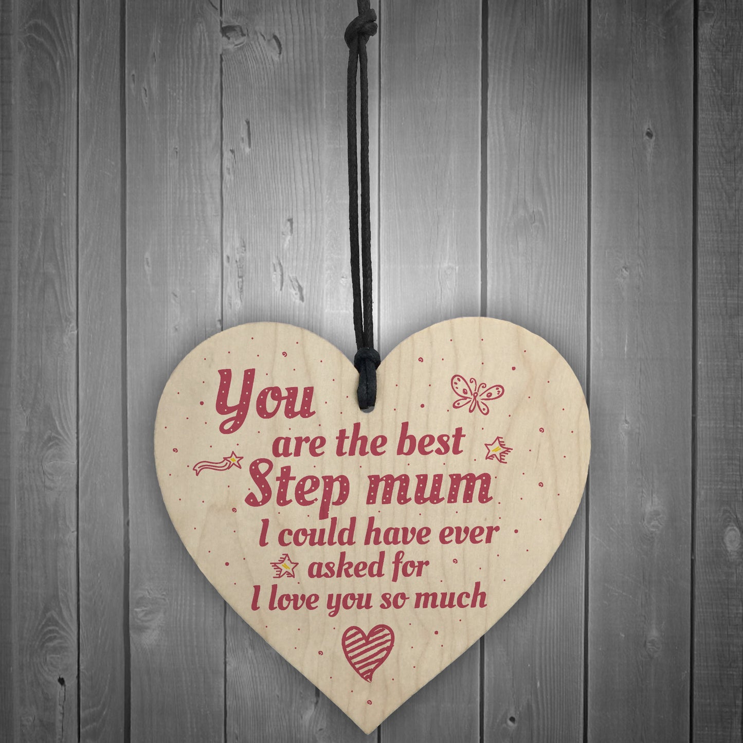 Handmade Best Stepmum Wood Hanging Plaque Gifts For Mum